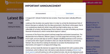 BlockExplorer recognizes Bitcoin Cash as Bitcoin