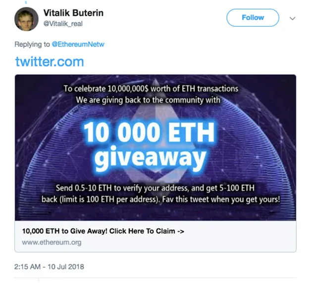 Elon Musk’s first-ever tweet about Ethereum calls out scambots