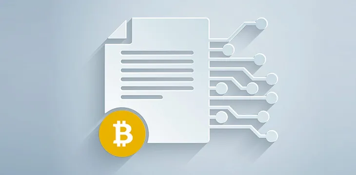 isometric design of paper with bitcoin in yellow color with wiring