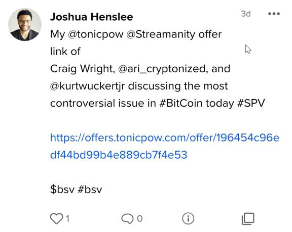 TonicPow + Streamanity is a winning combo to Earn & Use BSV