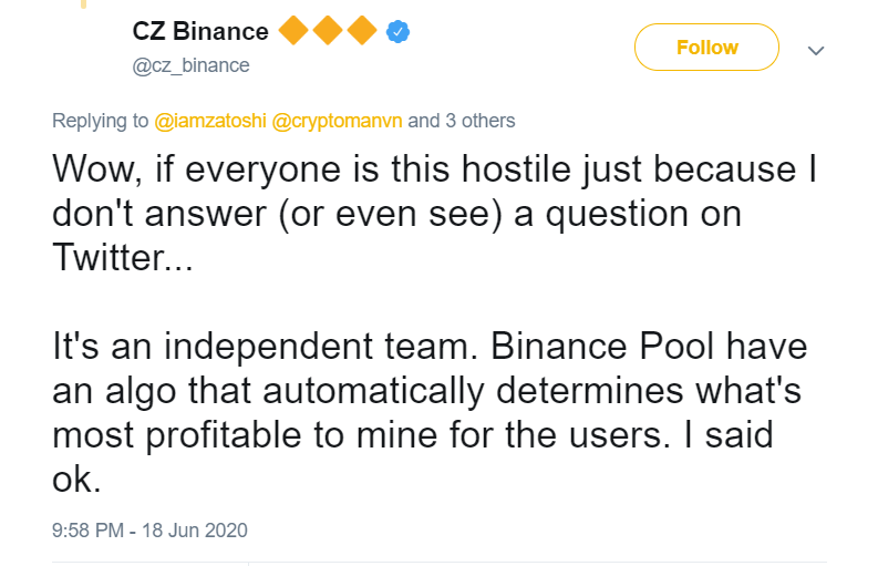 Changpeng Zhao, CEO of Binance, was forced to admit this on Twitter a few weeks ago: