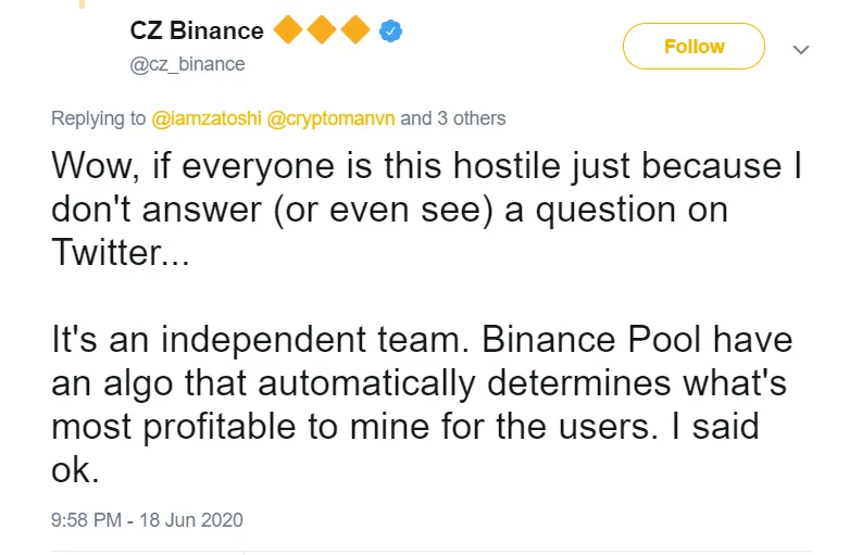 Changpeng Zhao, CEO of Binance, was forced to admit this on Twitter a few weeks ago: