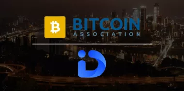 Bitcoin Association and Dot wallet with skyline background
