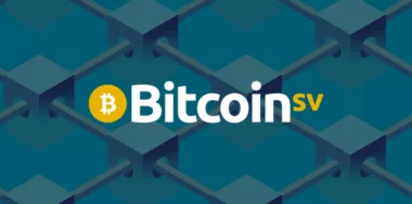Bitcoin SV logo with blockchain background