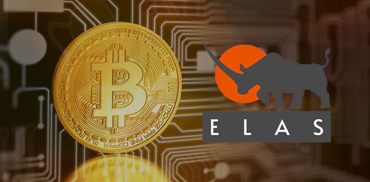 ELAS logo with Bitcoin on circuit board