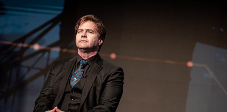 Craig Wright on stage during CGC event