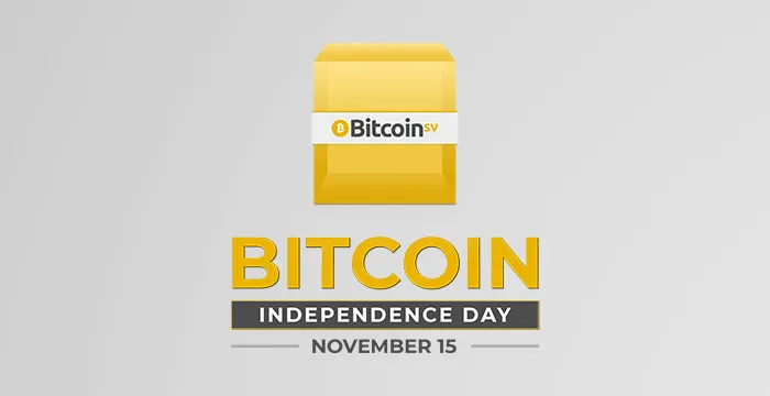 Bitcoin Independence Day (text image) with Bitcoin SV logo