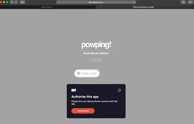 Screenshot on how to create a PowPing Wallet