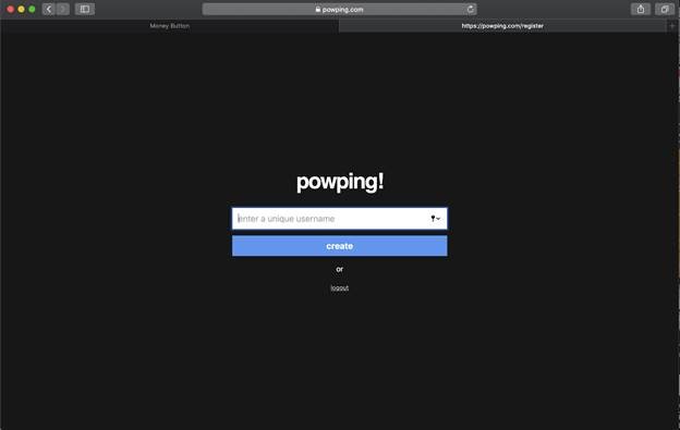 Screenshot on how to create a PowPing Wallet