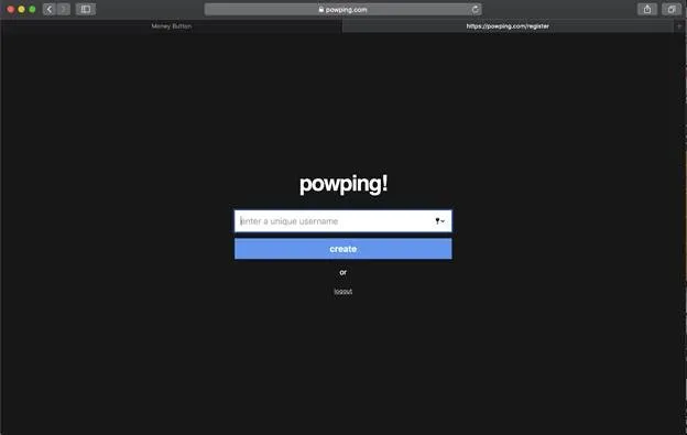 Screenshot on how to create a PowPing Wallet