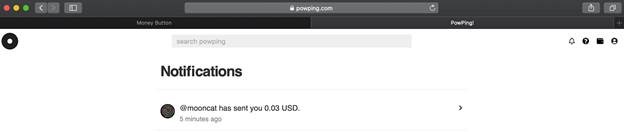 Screenshot on how to create a PowPing Wallet