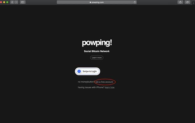 Screenshot on how to create a PowPing Wallet