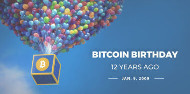 Bitcoin logo attached to balloons going up, Bitcoin 12 years birthday, A symbol for Bitcoin scaling up