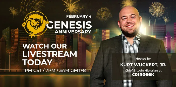 Celebrate Genesis anniversary live with CoinGeek’s Kurt Wuckert Jr. on YouTube