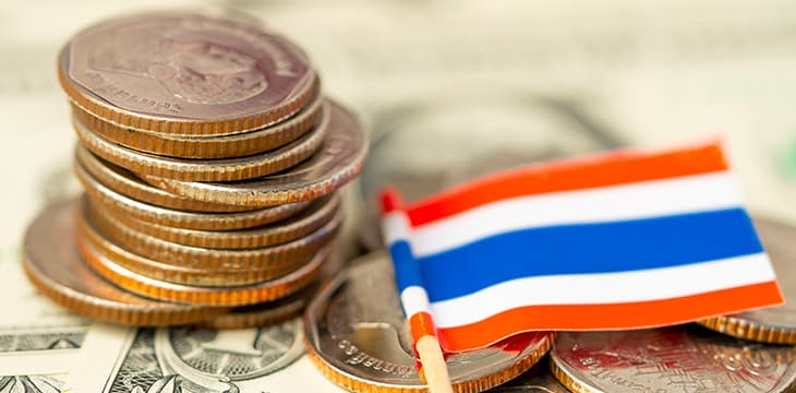 Save Download Preview Stack of coins with Thailand flag
