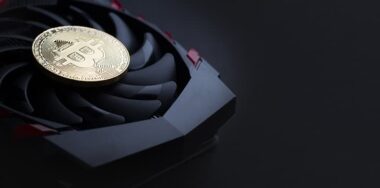 Cryptocurrency mining concept with golden bitcoin