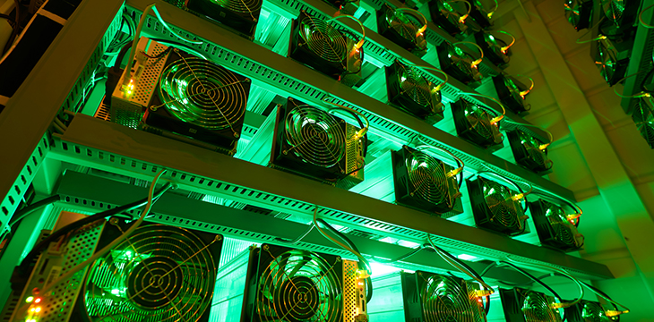 Bitcoin miners in large farm
