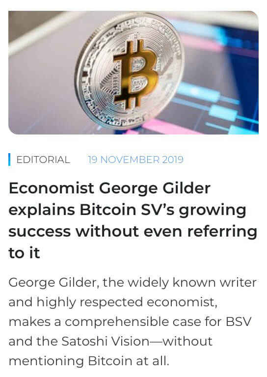 a screenshot of an article about george gilder