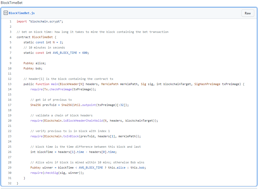 a screenshot of BlockTimeBet code