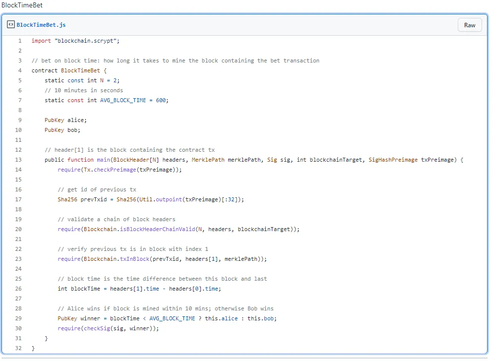 a screenshot of BlockTimeBet code
