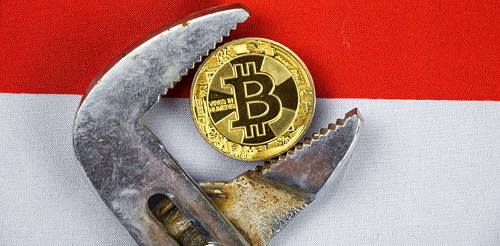 Wrench on Bitcoin over Indonesian Flag