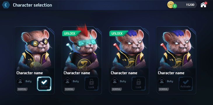 Galactic Mice In-game Character Selection