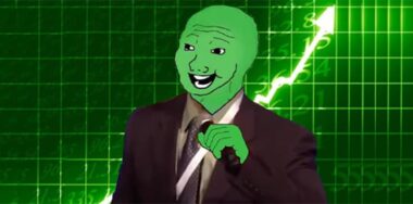 Green meme character on a green graph