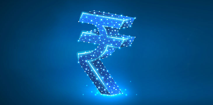 Rupee symbol in blue background