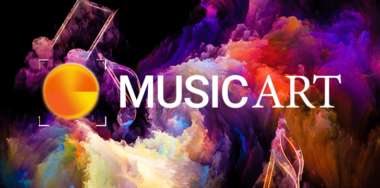 Music Art logo in colorful smokey background