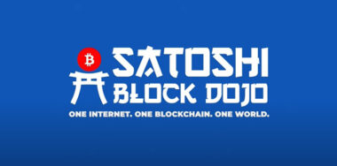 Satoshi Block Dojo logo with a blue background