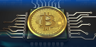 Bitcoin Coin placed in a chip