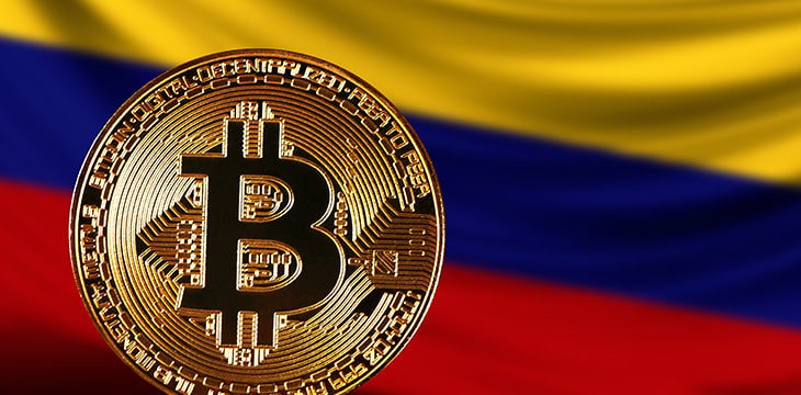 Bitcoin with Colombia flag
