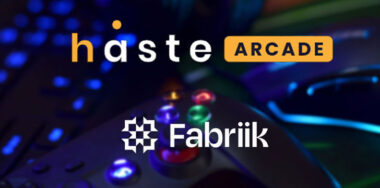 Haste Arcade and Fabriik logo in gaming console background