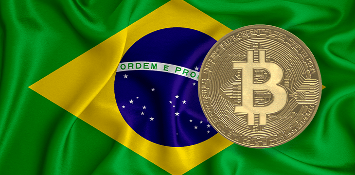 Flag, bitcoin gold coin on flag background. The concept of blockchain, bitcoin, currency decentralization in the country