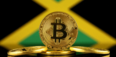 Physical version of Bitcoin on Jamaican Flag