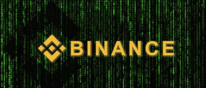 Binance on a crypto currency concept background