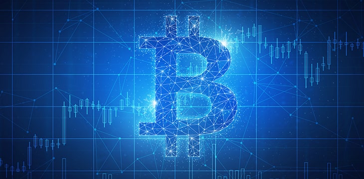 Bitcoin coin blockchain technology futuristic hud banner
