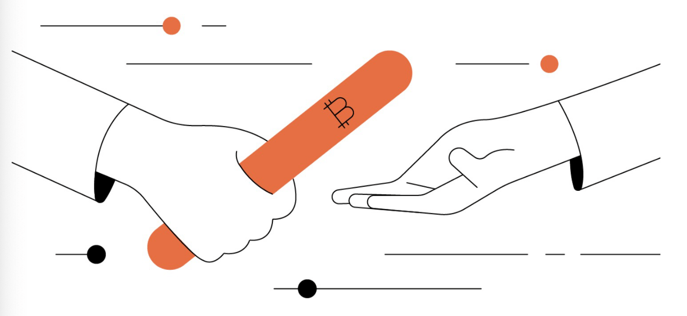 Passing baton with bitcoin