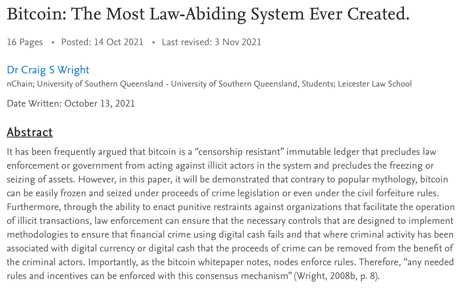 Bitcoin: The most law-abiding system ever created