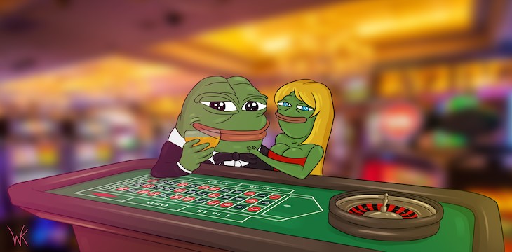 Pepe the frog in a casino setup