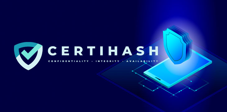 Certihash logo on a cybersecurity background