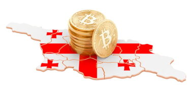 Bitcoin cryptocurrency in Georgia, 3D rendering isolated on white background.