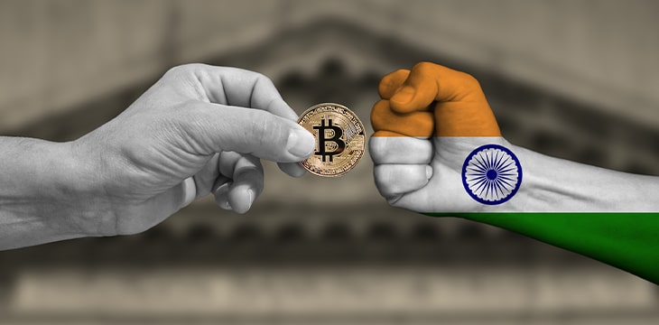 Bitcoin vs, versus India concept