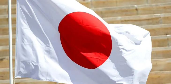 Olympic Flame handover ceremony for the Tokyo 2020 Summer Olympic Games at the Panathenaic Kallimarmaro Stadium. Japan Flag