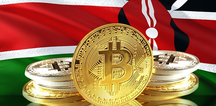 Bitcoin coins on Kenya's Flag