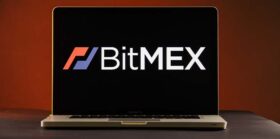 Tula, Russia - FEBRUARY 21, 2019 Bitmex logo displayed on a laptop