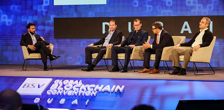 BSV Global Blockchain Convention stage with speakers