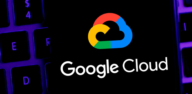 Smart phone with the Google Cloud logo