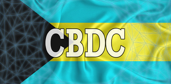 Bahamas flag with the inscription CBDC