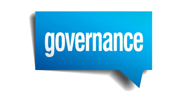 Governance blue 3d realistic paper speech bubble